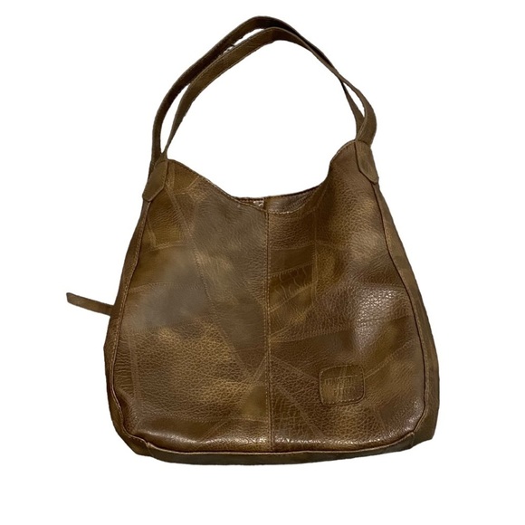 JINGPIN - MULTI TONE BROWN FAUX LEATHER BOHO STYLE - SHOULDER BAG / PURSE - S2 - Picture 4 of 14